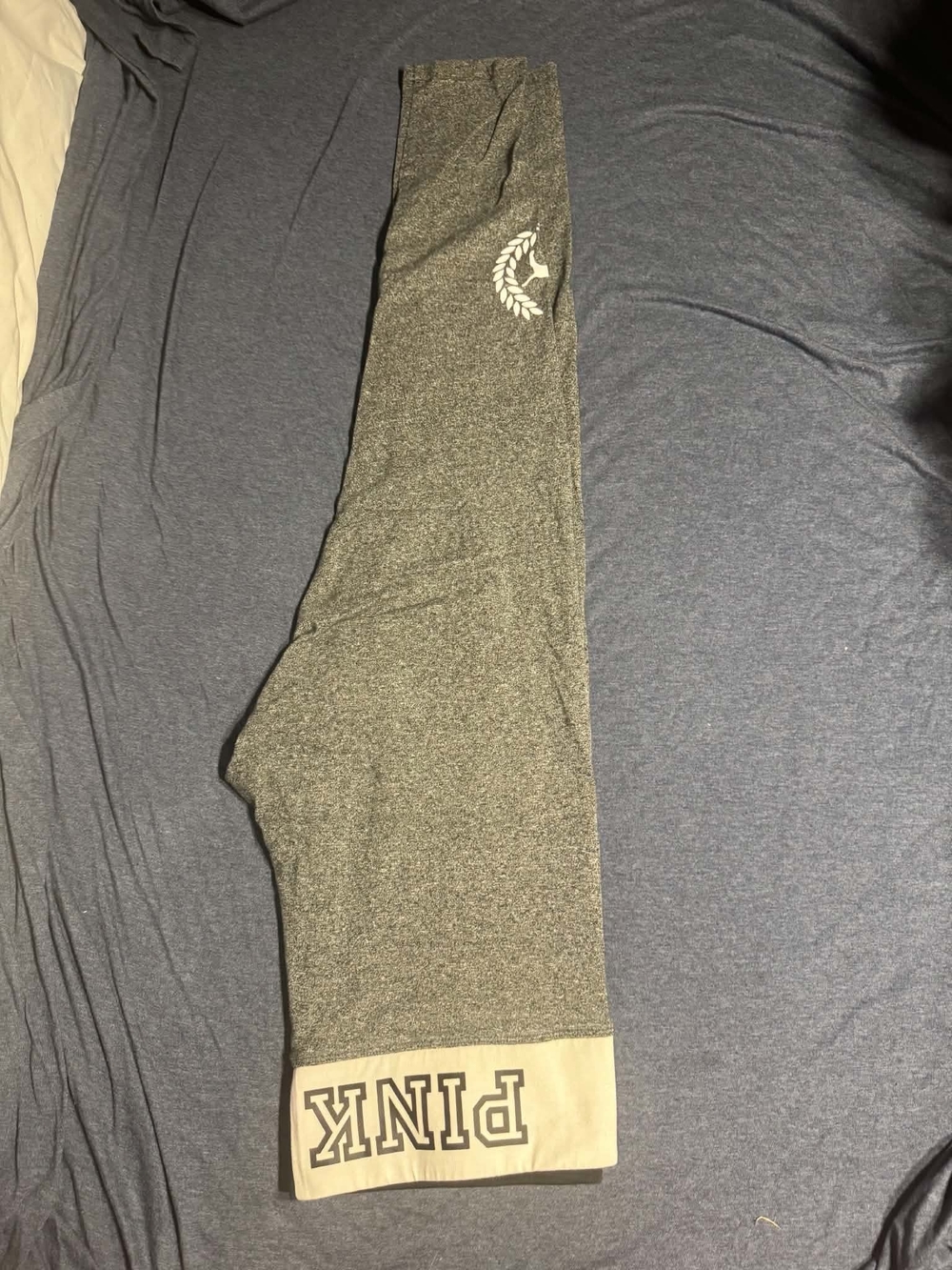 PINK Gray and Black Yoga Leggings with Logo Waistband - Picture 2 of 4